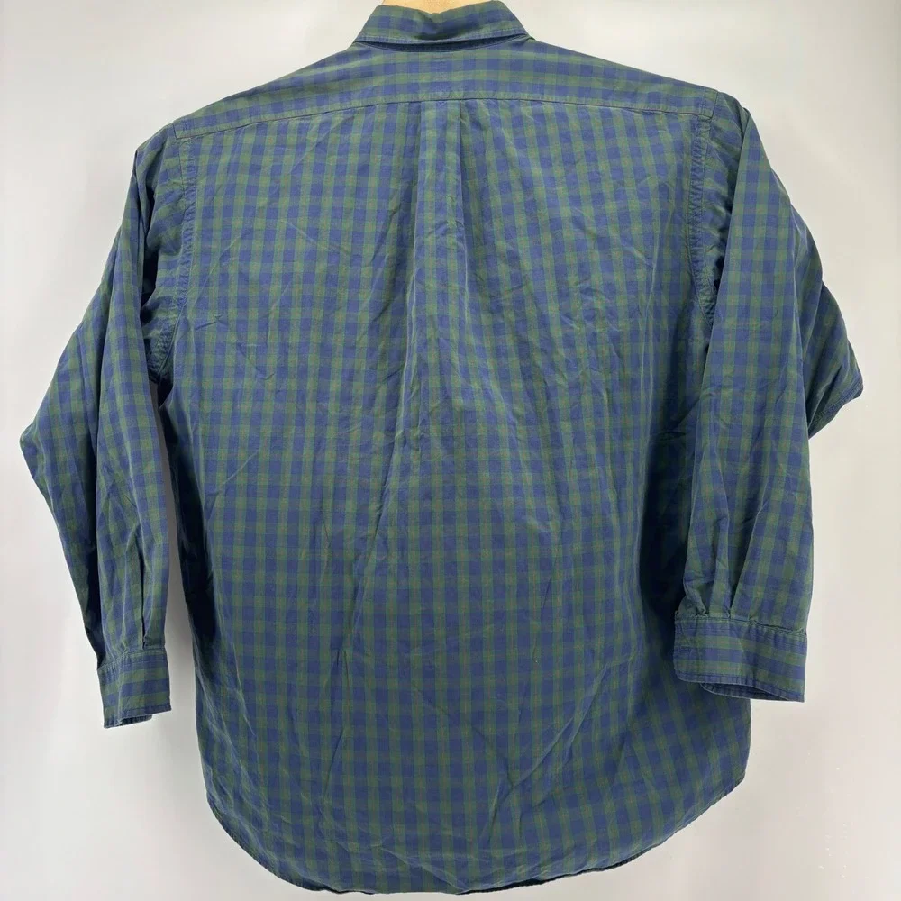 Polo Ralph Lauren Blake Shirt Men Large Green Blue Plaid Cotton Button Down